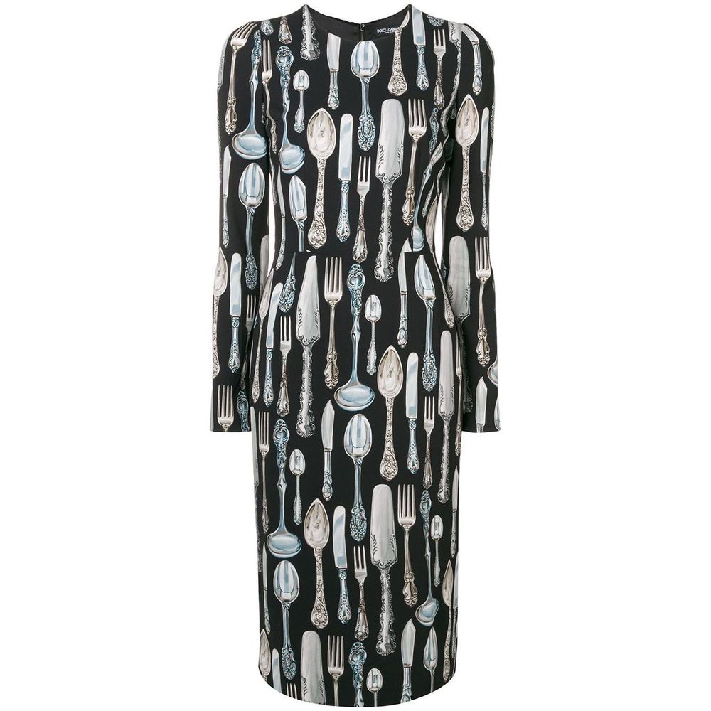 Dolce&Gabbana knife and fork cutlery print dress